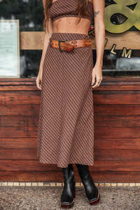 OTTWAY // Brodie Midi Skirt BROWN PLAID