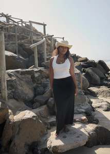 Dress: AFENDS // Focus Seersucker Maxi Skirt BLACK