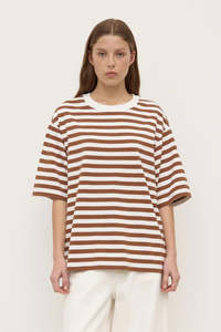 Tees: ASSEMBLY LABEL // Monte Stripe Tee EARTH WHITE