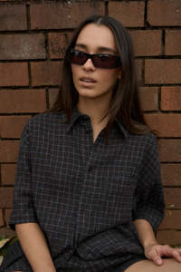 AFENDS // Dusk Seersucker Check Shirt BLACK CHECK