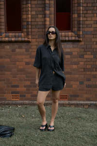 Her Hoodies Crews: AFENDS // DUSK Seersucker Boxer Short BLACK CHECK