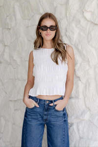 Her Tops Shirts: AMONG THE BRAVE // Impulsive Shirred Top IVORY