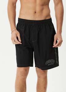 Him Shorts: AFENDS // Flame On Baywatch Short 18" BLACK