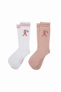 KAREN WALKER // Runaway Girl 2Pack Socks PINK/WHITE