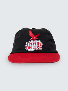 THRILLS // 1st Grade Service 6 Panel Cap BLACK RACING RED