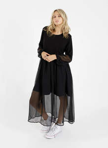 Federation: FEDERATION // Sheer Tier Dress BLACK