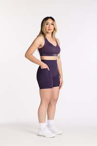 Leggings With Pockets: STAPLE W/ POCKET MID SHORT MIDNIGHT