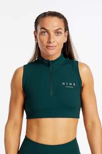 ZIP UP TRAINING BRA PINE