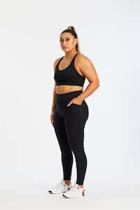 Black Leggings: STAPLE W/ POCKET FULL LENGTH LEGGINGS ONYX