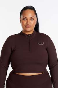 HYBRID CROP LONG SLEEVE ESPRESSO