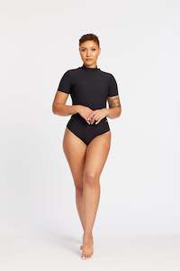 RIBBED T-SHIRT BODYSUIT ONYX