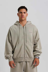 Ia Origin: ESSENTIAL OVERSIZED ZIP HOODIE SAND