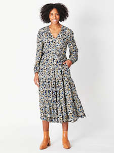 Faux Wrap Midi Dress