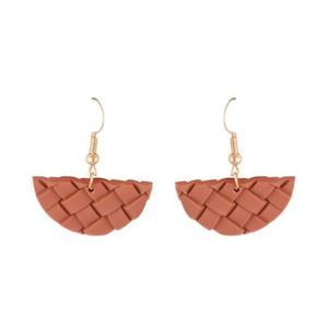 Jewellery: Rattan Earrings Crescent Pink Small