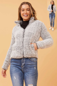 Cozy Teddy Fur Jacket – Grey 🐻❄️