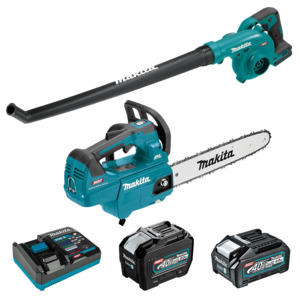 Makita DK0281G201 40Vmax XGT® 2-Pc Cordless Chainsawwith Blower (8.0Ah 1 4.0Ah) Combo Kit