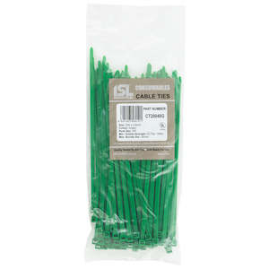 Cable Ties 4 8mm Medium Duty: ISL 200 x 4.8mm Nylon Cable Tie - Green - 100pk