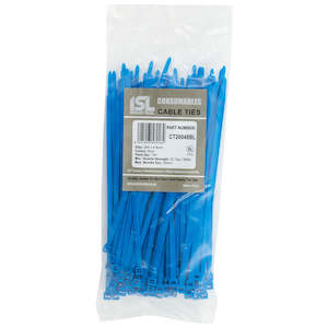 Cable Ties 4 8mm Medium Duty: ISL 200 x 4.8mm Nylon Cable Tie - Blue - 100pk