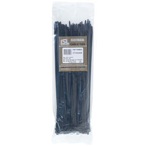Cable Ties 4 8mm Medium Duty: ISL 300 x 4.8mm UV Nylon Cable Tie - Blk. - 100pk
