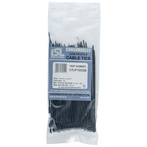 Cable Ties Low Profile: ISL 155x2.5mm Low Profile Cable Tie - UV Blk - 100pk