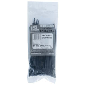 Cable Ties Low Profile: ISL 150x3.6mm Low Profile Cable Tie - UV Blk - 100pk