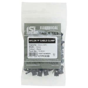 Cable Ties P Cable Clamp: ISL Nylon 'P' Cable Clamp 3mm - Black - 100pk