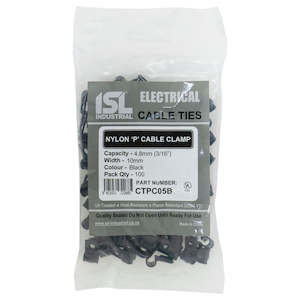 ISL Nylon 'P' Cable Clamp 5mm - Black - 100pk