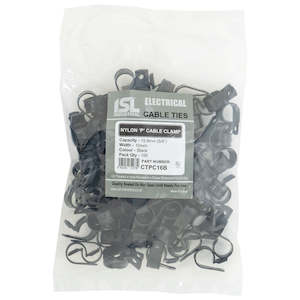 ISL Nylon 'P' Cable Clamp 16mm - Black - 100pk