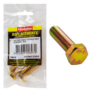 Fasteners Replacement Packs Bolts Set Screws Nuts: Champion M10 x 50mm x 1.25 Set Screw -Gr8.8 -4pk