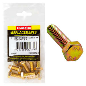 Fasteners Replacement Packs Bolts Set Screws Nuts: Champion M10 x 25mm x 1.50 Set Screw -Gr8.8 -8pk