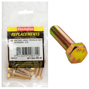 Champion M8 x 35mm x 1.25 Set Screw -Gr8.8 -10pk