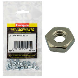 Fasteners Replacement Packs Bolts Set Screws Nuts: Champion 3/16in BSW Hexagon Nut (Zn) -24pk