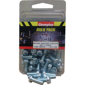 Champion M6 x 16mm Machine Screw P/H Phillips - 100pk