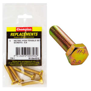 Fasteners Replacement Packs Bolts Set Screws Nuts: Champion M8 x 40mm x 1.25 Set Screw -Gr.8.8 -5pk