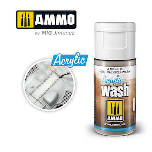 Mig Acrylic Filters: AMMO by Mig Jimenez 0710 Acrylic Filter Neutral Grey Wash