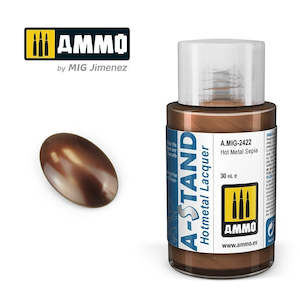 A Stand Lacquer Paint: AMMO by Mig Jimenez A.MIG-2422 A-Stand Hot Metal Sepia Lacquer Paint