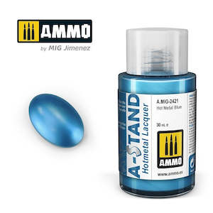 A Stand Lacquer Paint: AMMO by Mig Jimenez A.MIG-2421 A-Stand Hot Metal Blue Lacquer Paint