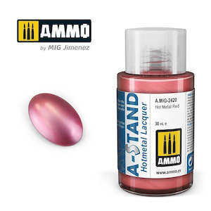 A Stand Lacquer Paint: AMMO by Mig Jimenez A.MIG-2420 A-Stand Hot Metal Red Lacquer Paint