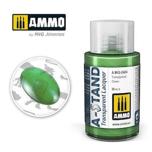 A Stand Lacquer Paint: AMMO by Mig Jimenez A.MIG-2404 A-Stand Transparent Green Lacquer Paint