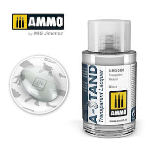 A Stand Lacquer Paint: AMMO by Mig Jimenez A.MIG-2400 A-Stand Transparent Medium Lacquer Paint