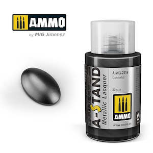 A Stand Lacquer Paint: AMMO by Mig Jimenez A.MIG-2319 A-Stand Gunmetal Lacquer Paint