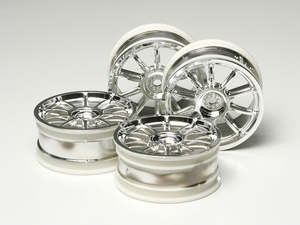Tamiya: TAMIYA 53860 10 spoke plated wheels 24mm wide 0mm offset ( 4 pcs )