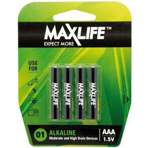 Maxlife BATAAA-A4 Alkaline AAA Batteries 4 Pack. Hobby Hangar