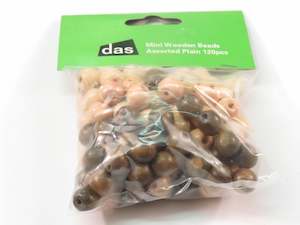 Das Mini Wooden Beads Assorted Plain Pack Of 120