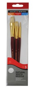 Daler Rowney Simply White Bristle Short Brushes Set Of 3