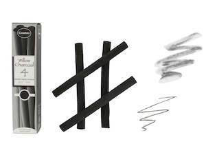 Charcoal: Coates Willow Extra Thick Long Charcoal 14mm Pack Of 4 Sticks