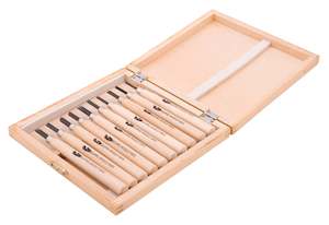 Knives Blades: Wood Carving Tools In Woodcase Set Of 10 Pieces