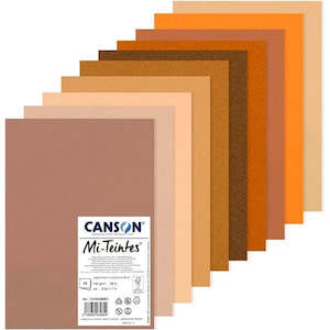 Art Supplies: Canson Mi-Teintes Paper A4 160gsm Brown Colours Pack of 10 Sheets