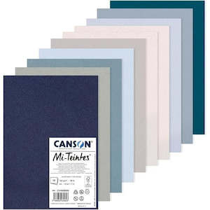 Canson Mi-Teintes Paper A4 160gsm Cool Colours Pack of 10 Sheets