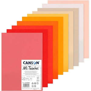 Canson Mi-Teintes Paper A4 160gsm Warm Colours Pack of 10 Sheets